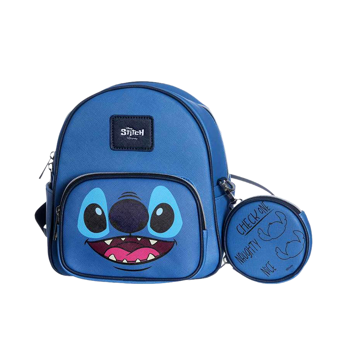 MINI MOCHILA FASHION COM BOLSINHA STITCH
